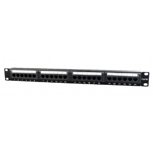 Patch Panel Gembird NPP-C524CM-001, 19inch, 1U, 24 porturi, Cat5e, UTP, Black