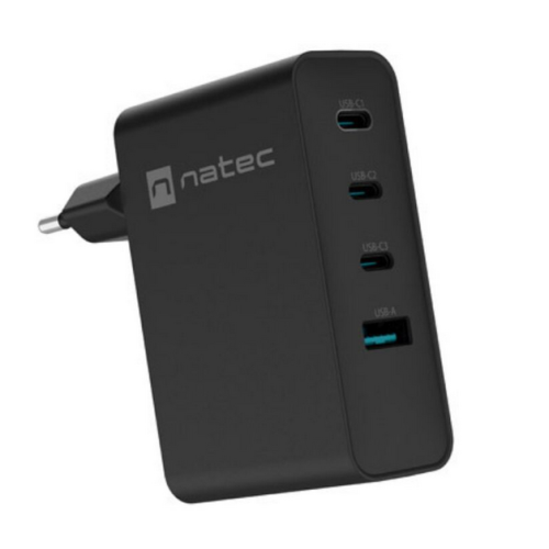 Incarcator retea Natec by Genesis RIBERA GAN, 3 x USB-C, 1 x USB-A, 100W, Black