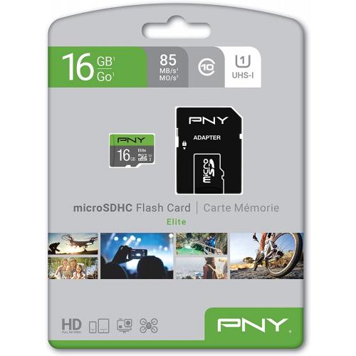 Memory Card microSDHC PNY Elite 16GB, Class 10, UHS-I U1 + Adaptor SD