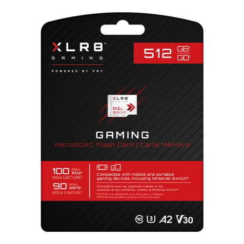 Memory Card microSDXC PNY XLR8 Gaming 512GB, Class 10, UHS-I U3, V30, A2