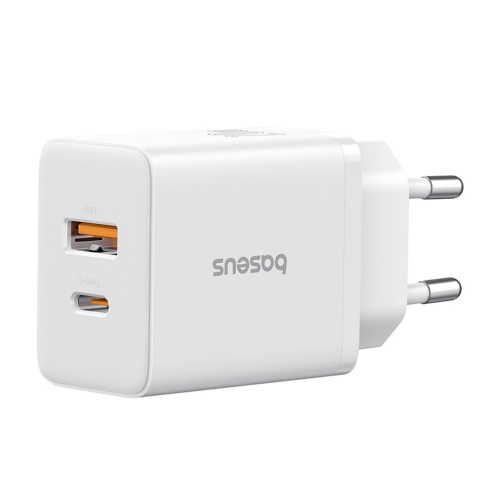 Incarcator retea Baseus Cube, 1x USB-C, 1x USB-A, 20W, White