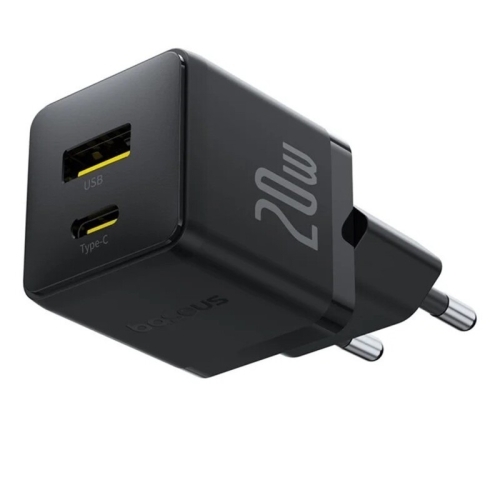 Incarcator retea Baseus Palm, 1 x USB-A, 1 x USB-C, 20 W, Black