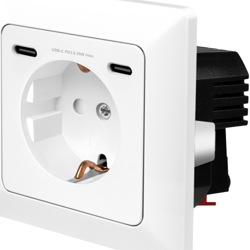 Priza Logilink PA0331, 1 x Schuko, 2 x USB-C, 25 W, White