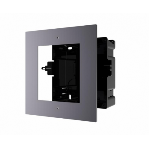 Panou frontal pentru un modul videointerfon modular Hikvision DS-KD-ACF1; montare incastrata; material aluminiu, doza de plastic inc lusa;dimensiuni: 134mm x 124mm × 4mm;