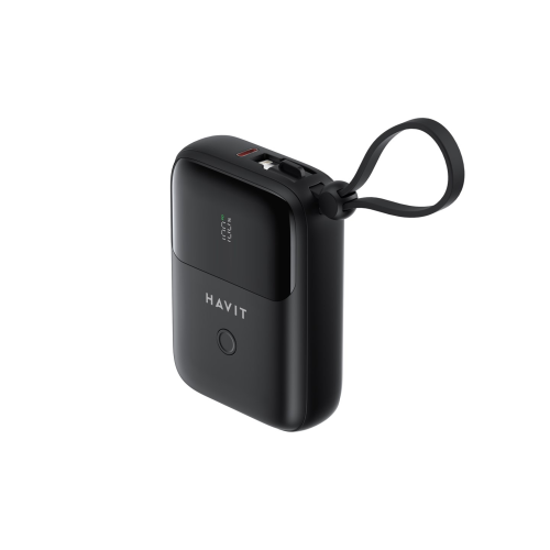 Baterie portabila Havit PB5215, 2 x USB-C, 1 x Lightning, 10000 mAh, Black