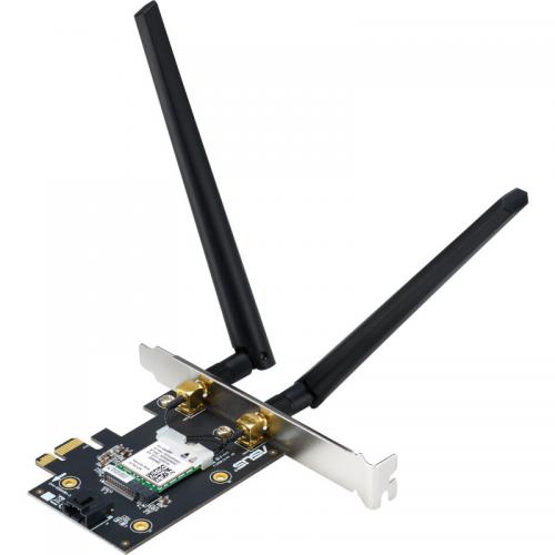 ASUS PCE-AX1800 Wifi AX1800 Bluetooth 5.2 PCIe adapter, WI-FI 6, WPA3, OFDMA. MU-MIMO, Standarde retea: WiFi 6 (802.11ax), Viteza: 1800Mbps, 2 x antene externe.