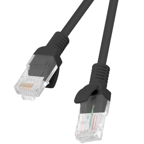 Patch Cord Lanberg PCU5-20CC-0100-BK, U/UTP, Cat. 5e, 1 m, Black, 10 bucati