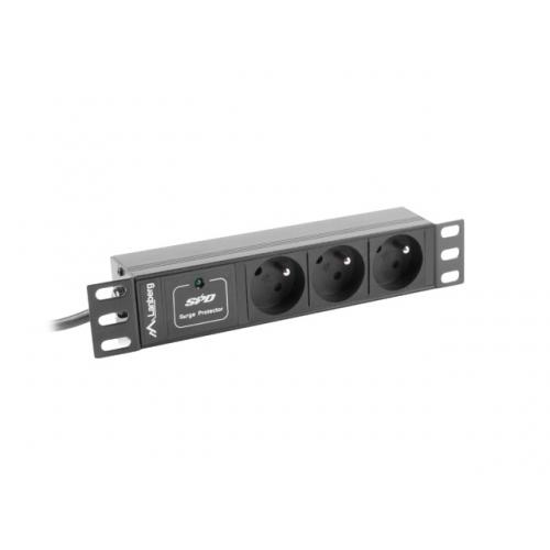 PDU Lanberg PDU-03E-0200-IEC-BK, 3x Schuko French, Black