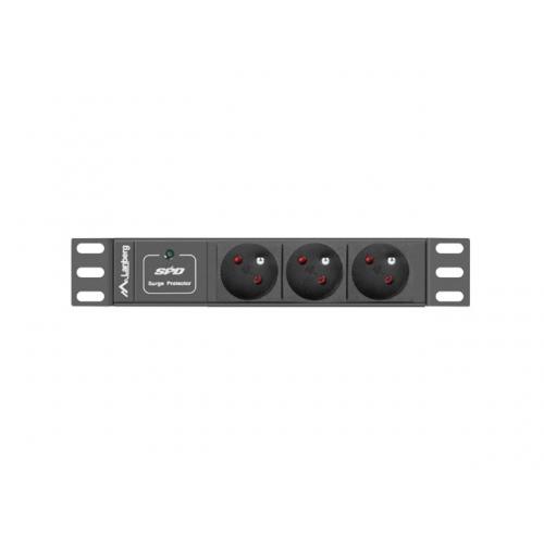 PDU Lanberg PDU-03E-0200-IEC-BK, 3x Schuko French, Black