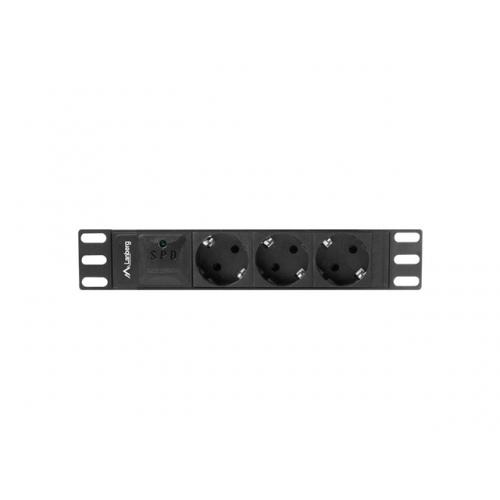 PDU Lanberg PDU-03F-0200-BK, 3x Schuko, Black