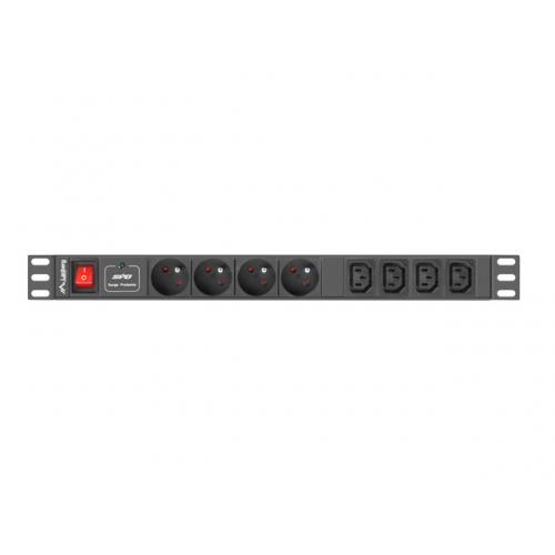 PDU Lanberg PDU-04E04I-0200-BK, 4x Schuko French, 4x C13, Black