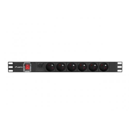 PDU Lanberg PDU-06E-0200-BK, 6x Schuko French, Black