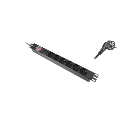 PDU Lanberg PDU-06F-0200-BK, 6 x Schuko, Black
