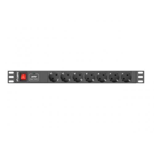 PDU Lanberg PDU-07F-0200-BK, 7x Schuko, Black