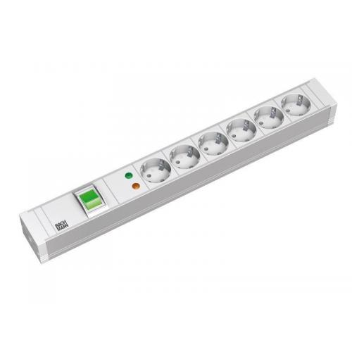 Bachmann IT PDU 6x prize Schuko,protectie supratensiune,impamantare,cu intreruptor, in Schuko, 2m, alb, PVC