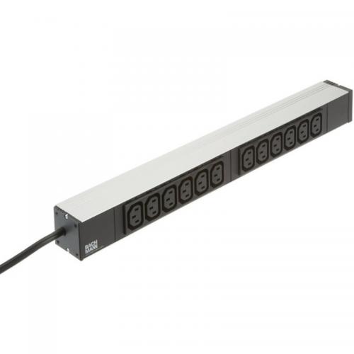 Bachmann IT PDU 12x prize IEC13,Power supply: 2,0m H05VV-F 3G 1,50 mm², in Schuko, Aluminiu