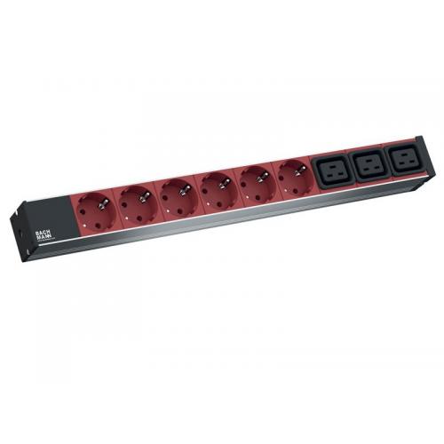 Bachmann IT PDU  8xC13 3xC19 cordon 2,0m C20; IT PDU Basic 1U (230V/50Hz); Tip conector: C20; 6* prize; unghi 35 o, rosii; 3* prize C19, negre; Lungime cablu: 2m; Tensiune: 230V; Include 2* suporti montare si suruburi; Culoare profil: gri;