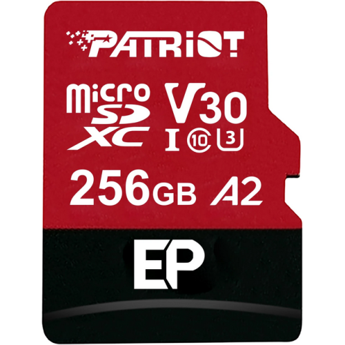 Memory Card microSDXC Patriot EP 256GB, Class 10, UHS-I U3, V30, A2