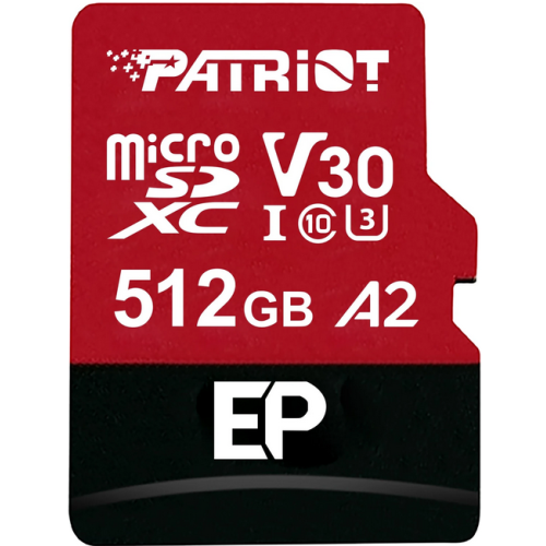Memory Card microSDXC Patriot EP 512GB, Class 10, UHS-I U3, V30, A2
