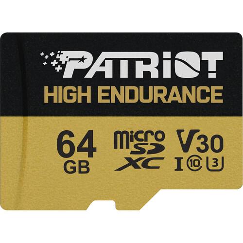Memory Card microSDXC Patriot EP High Endurance 64GB, Class 10, UHS-I U3, V30 + Adaptor SD