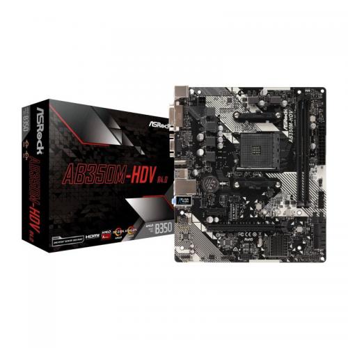 Placa de baza ASRock AB350M-HDV R4.0, AMD B350, Socket AM4, mATX