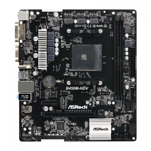 Placa de baza ASRock B450M-HDV, AMD B450, socket AM4, mATX