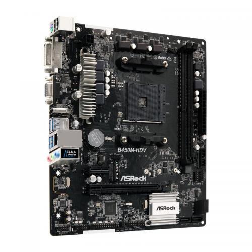 Placa de baza ASRock B450M-HDV, AMD B450, socket AM4, mATX