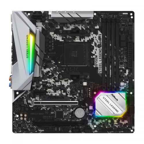 Placa de baza ASRock B450M Steel Legend, AMD B450, Socket AM4, mATX