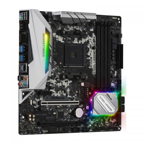 Placa de baza ASRock B450M Steel Legend, AMD B450, Socket AM4, mATX