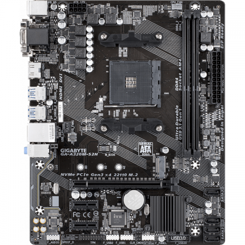 Placa de baza Gigabyte A320M-S2H, AMD A320, socket AM4, mATX