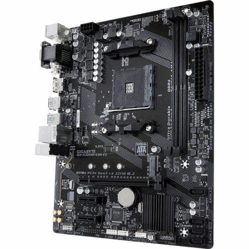 Placa de baza GIGABYTE A320M-S2H V2, AMD B350, Socket AM4, mATX