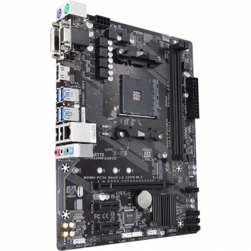 Placa de baza GIGABYTE A320M-S2H V2, AMD B350, Socket AM4, mATX