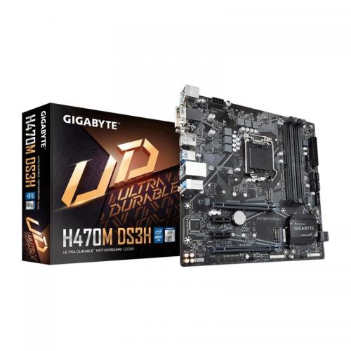 Placa de baza Gigabyte H470M DS3H, Intel B470, socket 1200, mATX