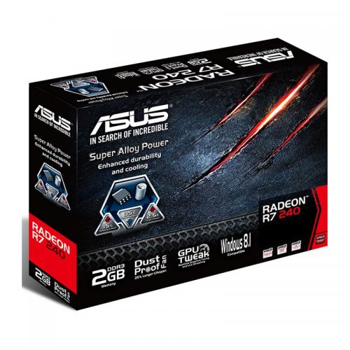 Placa Video Asus AMD Radeon R7 240 2GB, GDDR3, 128bit, Low profile Bracket