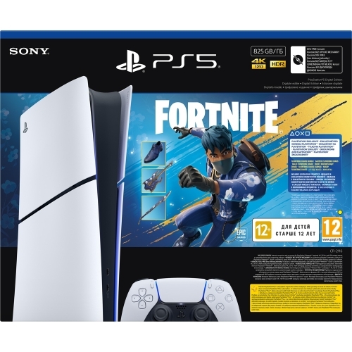 Consola Sony PlayStation 5 Slim Digital Edition, 825GB, White + Joc Fortnite Blooming Chaos Bundle