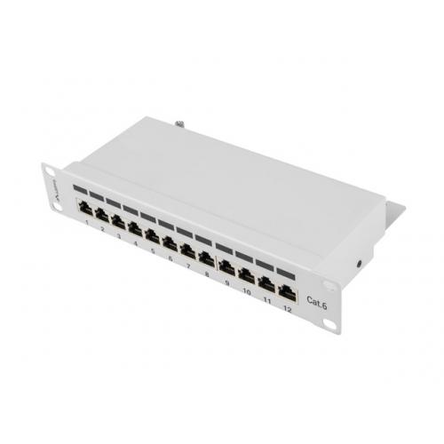 Patch Panel Lanberg PPF6-9012-S, 10inch, 1U, 12 porturi, Cat6, FTP, Gray