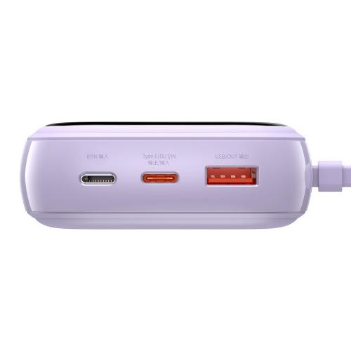 Baterie portabila Baseus Qpow Digital Display, 20000mAh, 1x USB, 1x USB-C, 1xLightning, Violet