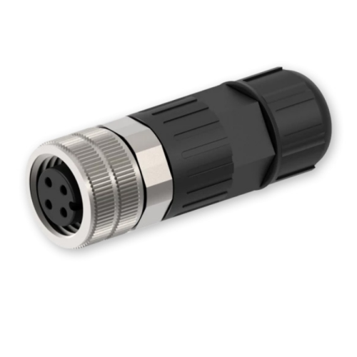 Conector Teltonika PR40119K, M12 A‑Type 4‑Pin Female, Black