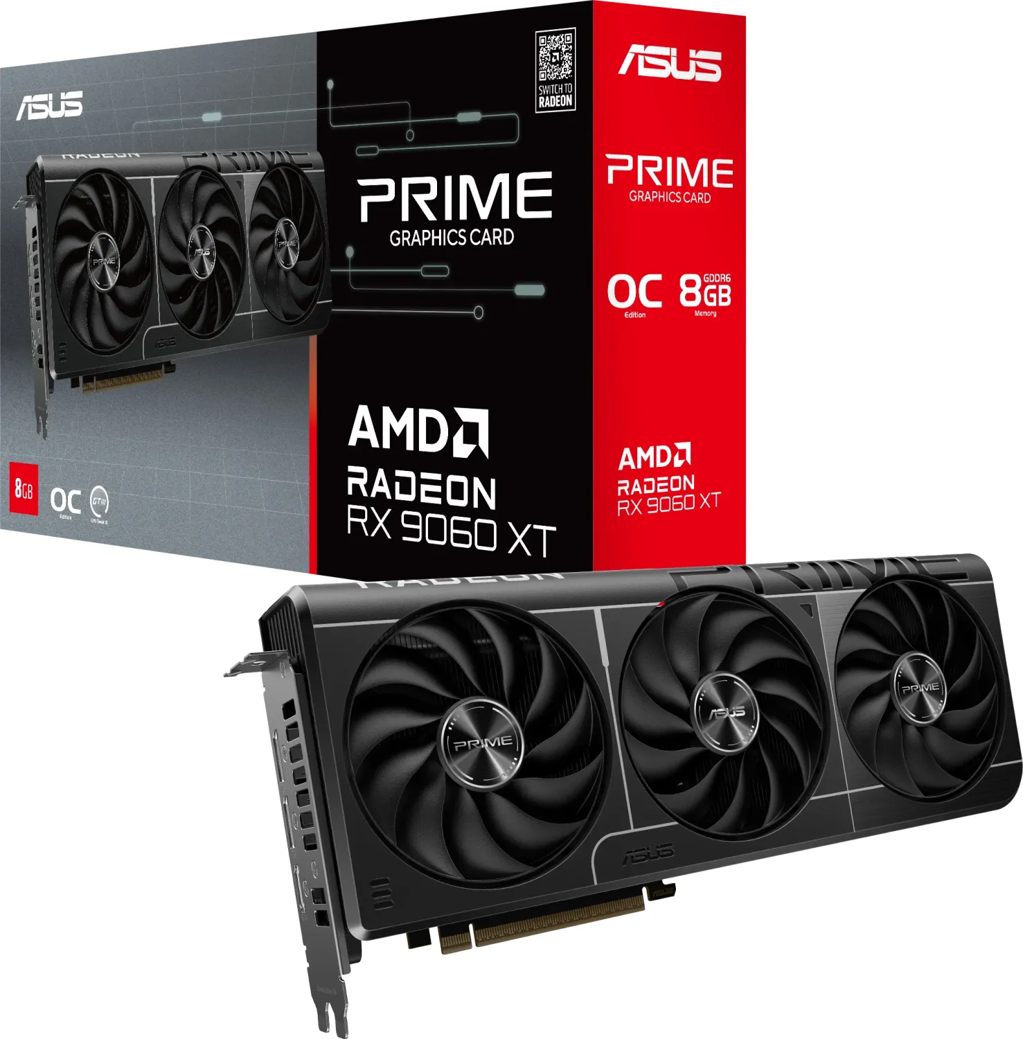 Placa video ASUS AMD Radeon RX 9060 XT PRIME OC 8GB, GDDR6, 128 bit