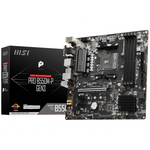 Placa de baza MSI PRO B550M-P GEN3, AMD B550, Socket AM4, mATX