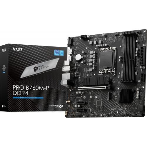 Placa de baza MSI PRO B760M-P DDR4, Intel B760, Socket 1700, mATX