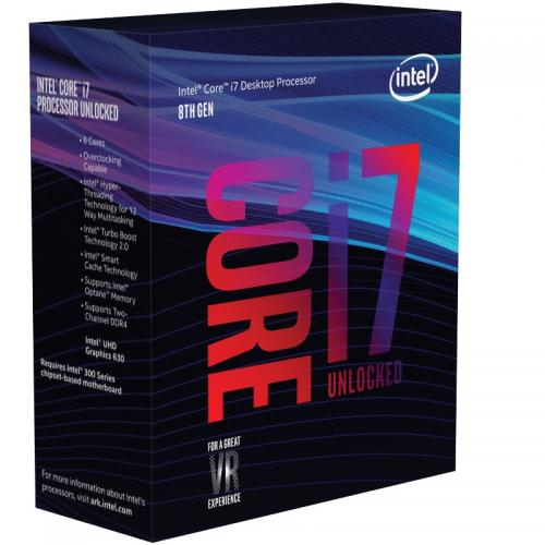Procesor Intel Core i7-8700K, BX80684I78700K, 3.7GHz, 6 Cores, LGA1151 ,64-bit, 6 nuclee, 3.7GHz/4.7GHZ, 12MB, Intel HD Graphics 630, DT Ci7Coffee Lake 6C CFL 95W, CPU Cooler: No