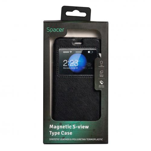 Protectie tip Book Spacer Magnetic S-View pentru Huawei P10, Black