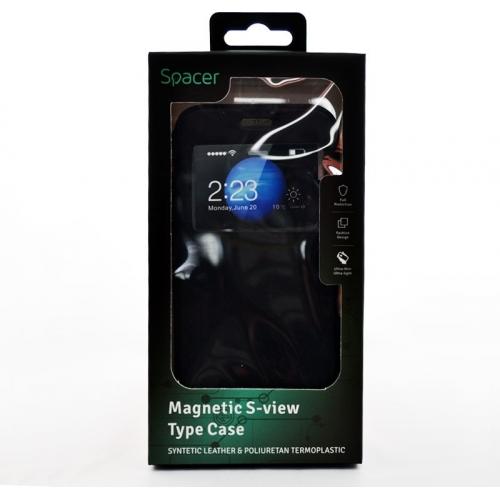 Protectie tip Book Spacer Magnetic S-View pentru Iphone 7, Black
