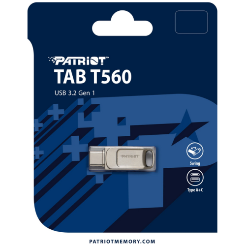 Stick Memorie Patriot Tab T560, 128GB, USB 3.2 gen 1 Type A / C, Silver
