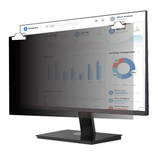 Filtru de confidentialitate V7 ScreenSentry, 21.5 inch, 16:9, Black