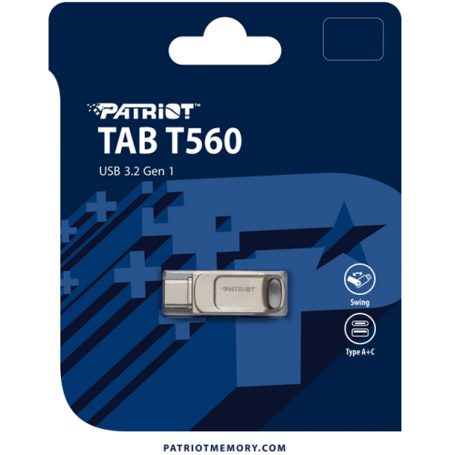 Stick Memorie Patriot Tab T560, 64GB, USB 3.2 gen 1 Type A / C, Silver