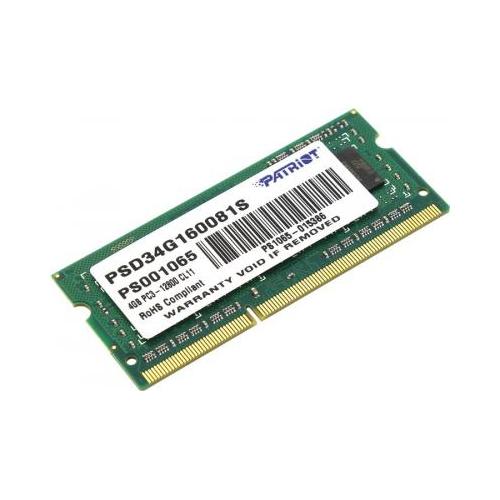 Memorie RAM notebook Patriot, SODIMM, DDR3, 4GB, CL11, 1600Mhz