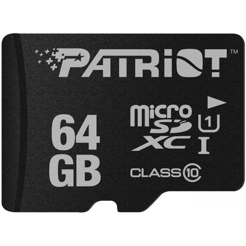 Memory Card microSDXC Patriot LX 64GB, Class 10, UHS-I U1 + Adaptor SD