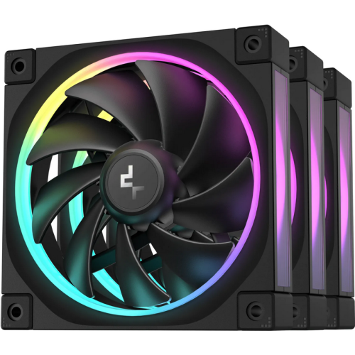 Kit ventilatoare Deepcool FL12, ARGB LED, 120 mm, Black, 3 bucati